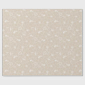 Blooming White Hibiscus Flowers op Taupe Cadeaupapier (Vlak)