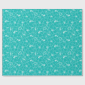 Blooming White Hibiscus Flowers op Turquoise Cadeaupapier (Vlak)