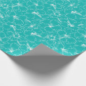 Blooming White Hibiscus Flowers op Turquoise Cadeaupapier (Hoek)