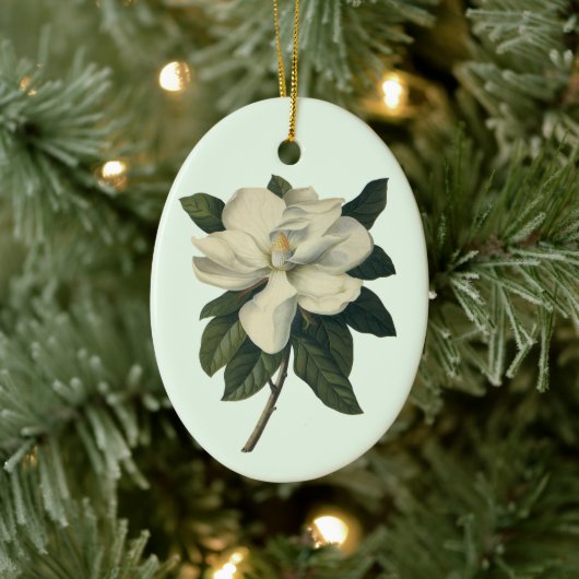  Blooming White Magnolia Blossom Flowers Keramisch Ornament (Boom)