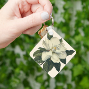 Blooming White Magnolia Blossom Flowers Sleutelhanger