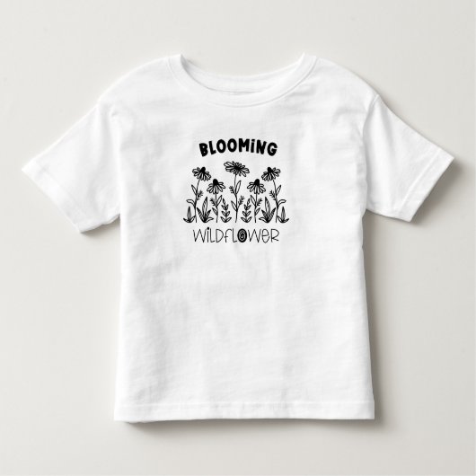 Blooming Wildflower Black White Matching Mammie me Kinder Shirts (Voorkant)