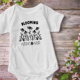 Blooming Wildflower Black White Matching Mammie me Romper