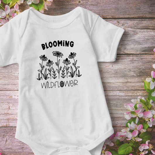 Blooming Wildflower Black White Matching Mammie me Romper