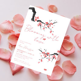 Blooming With Love Pink Cherry Blossom Baby Shower Kaart