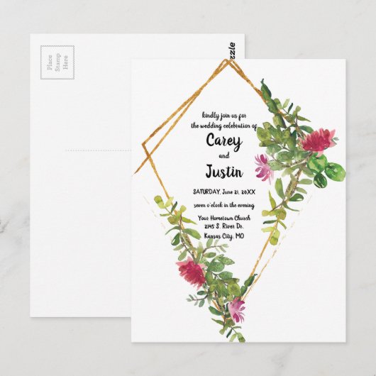 Blooming woestijn Succulent Wedding Noite Briefkaa Briefkaart (Voorkant / Achterkant)