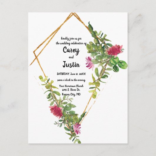 Blooming woestijn Succulent Wedding Noite Briefkaa Briefkaart (Voorkant)