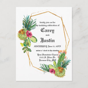 Blooming woestijn Succulent Wedding Noite Briefkaa Briefkaart