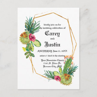 Blooming woestijn Succulent Wedding Noite Briefkaa Briefkaart