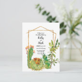 Blooming woestijncactus Geometric Wedding Briefkaart (Staand voorkant)