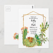 Blooming woestijncactus Geometric Wedding Briefkaart (Voorkant / Achterkant)