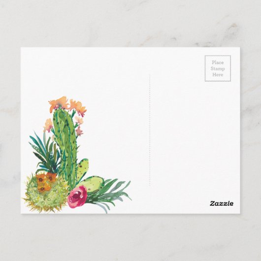 Blooming woestijncactus Geometric Wedding Briefkaart (Achterkant)