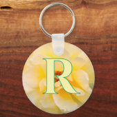 Blooming Yellow Rose aangepaste monogram sleutelha Sleutelhanger (Voorkant)