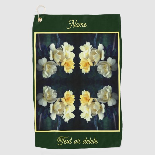 Blooming Yellow Roses Abstract gepersonaliseerd Golfhanddoek (Voorkant)