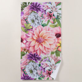 Blooming zomerbloeiende florale tuinillustratie strandlaken