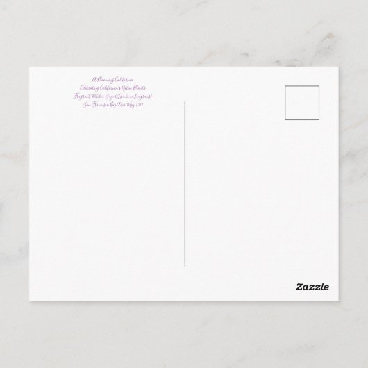 Bloomings uit Californië: Fragrant Pitcher Sage Briefkaart (Achterkant)