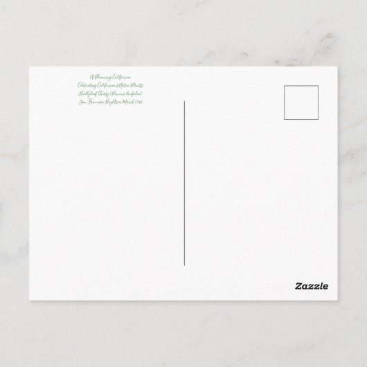 Bloomings uit Californië: Hollyleaf Cherry Postc Briefkaart (Achterkant)