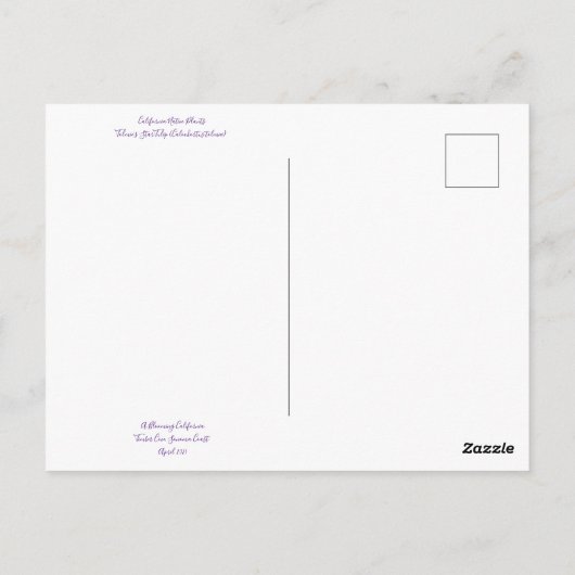 Bloomings uit Californië: Tulp van de ster van Tol Briefkaart (Achterkant)