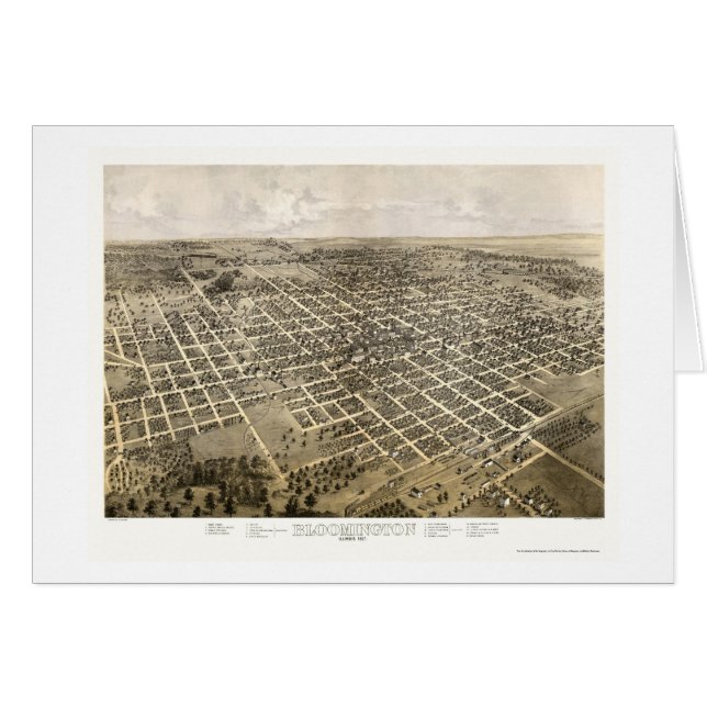 Bloomington, IL Panorama Map - 1867 (Voorkant Horizontaal)