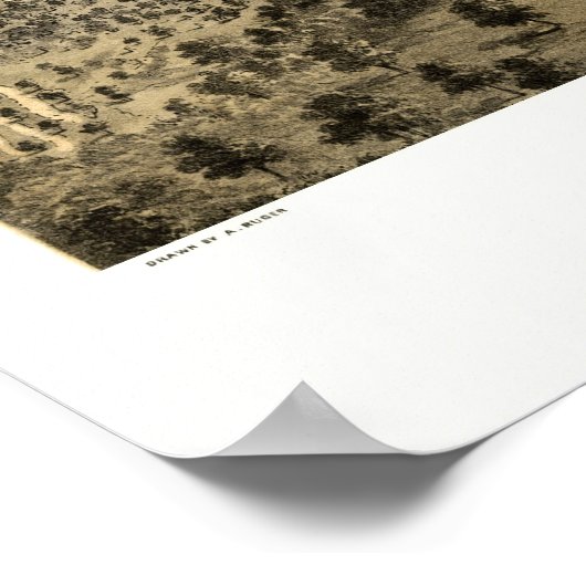 Bloomington, IL Panorama Map - 1867 Poster (Hoek)