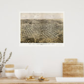 Bloomington, IL Panorama Map - 1867 Poster (Keuken)