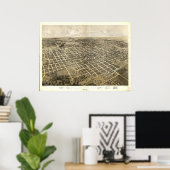 Bloomington Illinois 1867 Antiek Panorama Poster (Thuiskantoor)