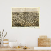 Bloomington Illinois 1867 Antiek Panorama Poster (Keuken)