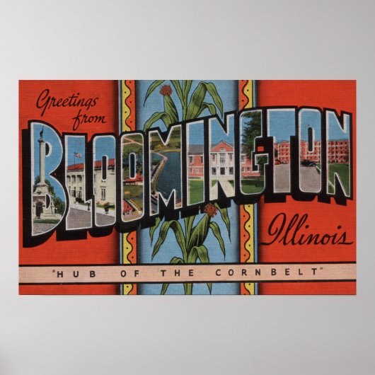 Bloomington, Illinois - grote letterscènes Poster (Voorkant)