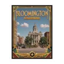 Bloomington Illinois Vintage Art Deco Gouden Tijdp