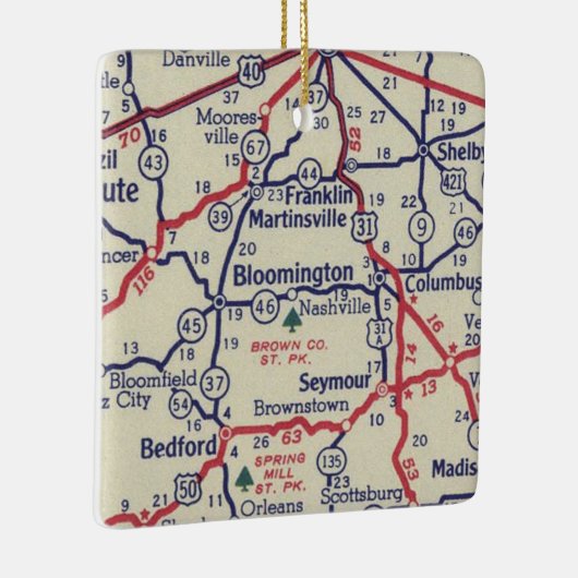 Bloomington in 50's Map Keramisch Ornament (Rechts)