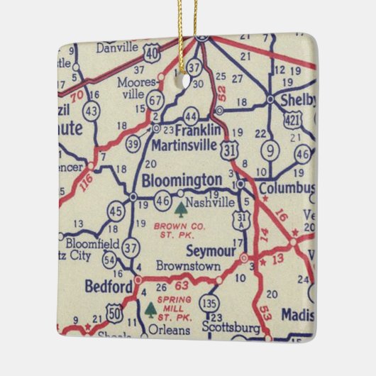 Bloomington in 50's Map Keramisch Ornament (Links)