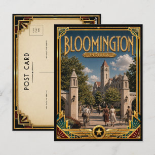 Bloomington Indiana Vintage Art Deco Gouden Tijdpe Briefkaart