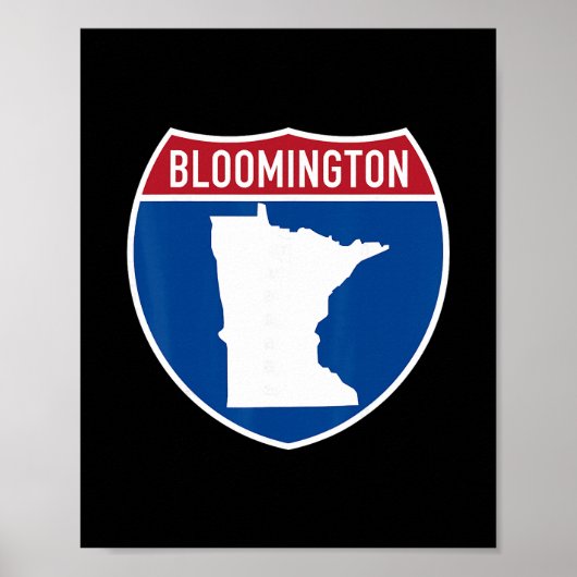 Bloomington Minnesota Kaart Snelweg Interstate Bor Poster (Voorkant)