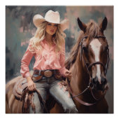 Blooms and Bridles: Cowgirl Wall Art Perfect Poster (Voorkant)