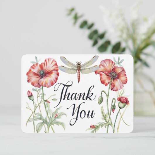 Blooms and Wings: Een Waterverf Bedankkaart (Staand voorkant)