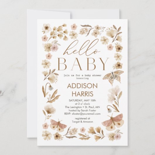  Blooms Baby shower Invitation Kaart (Voorkant)