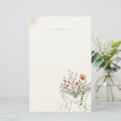 Blooms Book Botanische Lijn Kunst Briefpapier (Staand voorkant)