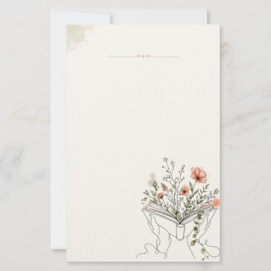 Blooms Book Botanische Lijn Kunst Briefpapier (Voorkant)