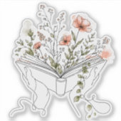 Blooms Book Botanische Lijn Kunst Vinyl Sticker (Voorkant)