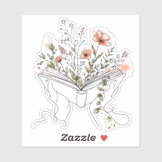 Blooms Book Botanische Lijn Kunst Vinyl Sticker (Vel)