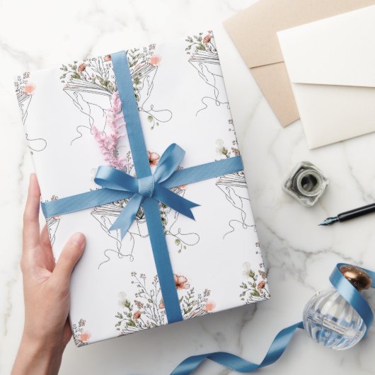 Blooms Book Botanische Lijnkunst Cadeaupapier (Geschenken)