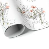 Blooms Book Botanische Lijnkunst Cadeaupapier (Rol Hoek)
