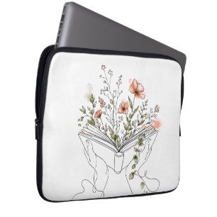 Blooms Book Botanische Lijnkunst Laptop Sleeve