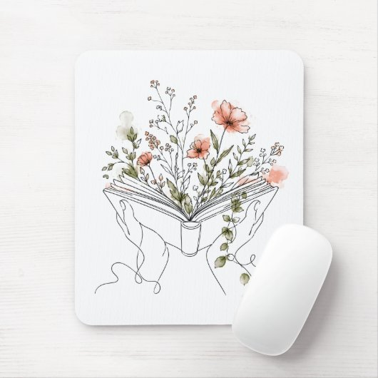 Blooms Book Botanische Lijnkunst Muismat (Met muis)