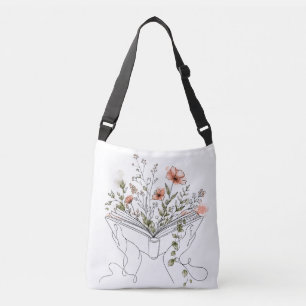 Blooms Book Botanische Lijnkunst Schoudertas Crossbody Tas