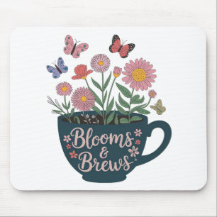 Blooms & Brews Design - Whimsical Floral Graphic Muismat