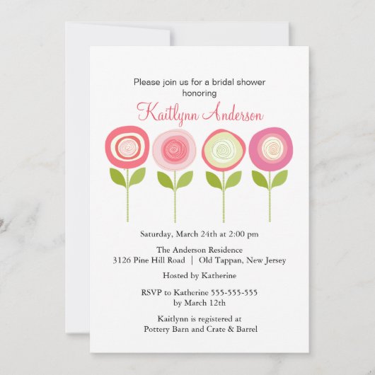 Blooms Bridal Shower Kaart (Voorkant)