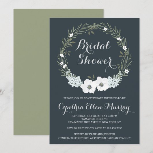 Blooms Bruids Douche Uitnodiging (Voorkant / Achterkant)