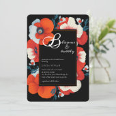 Blooms & Bubbly Bright Red Floral Vrijgezellenfees Kaart (Staand voorkant)