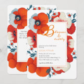 Blooms & Bubbly Bright Red Floral Vrijgezellenfees Kaart (Voorkant / Achterkant)